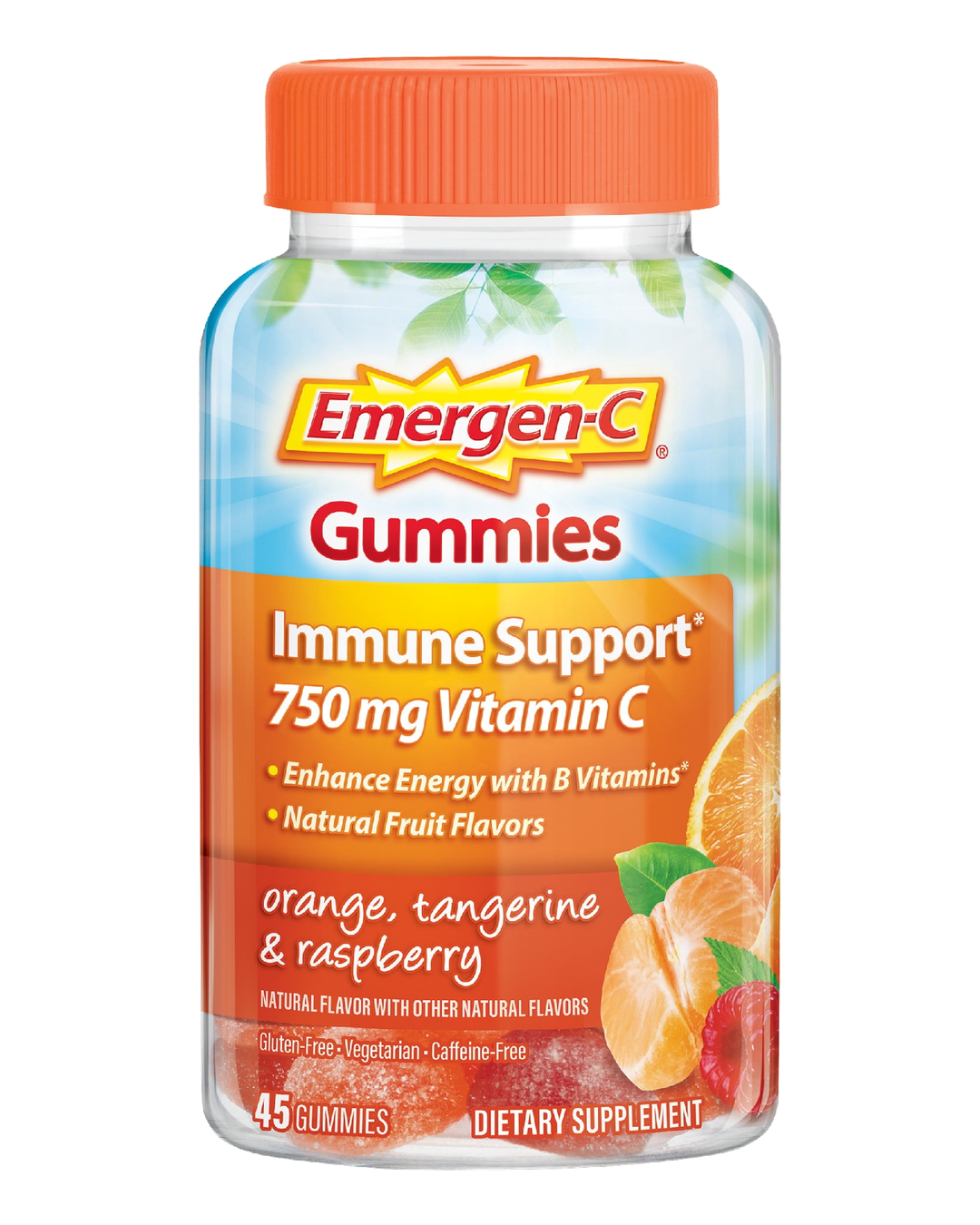 Emergen-C Vitamin C Gummies Orange, Tangerine & Raspberry 45ct