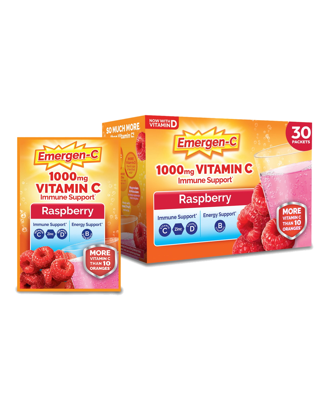 Emergen-C Raspberry 1000mg Vitamin C Drink Mix Packets 30ct - Image 1 of 5