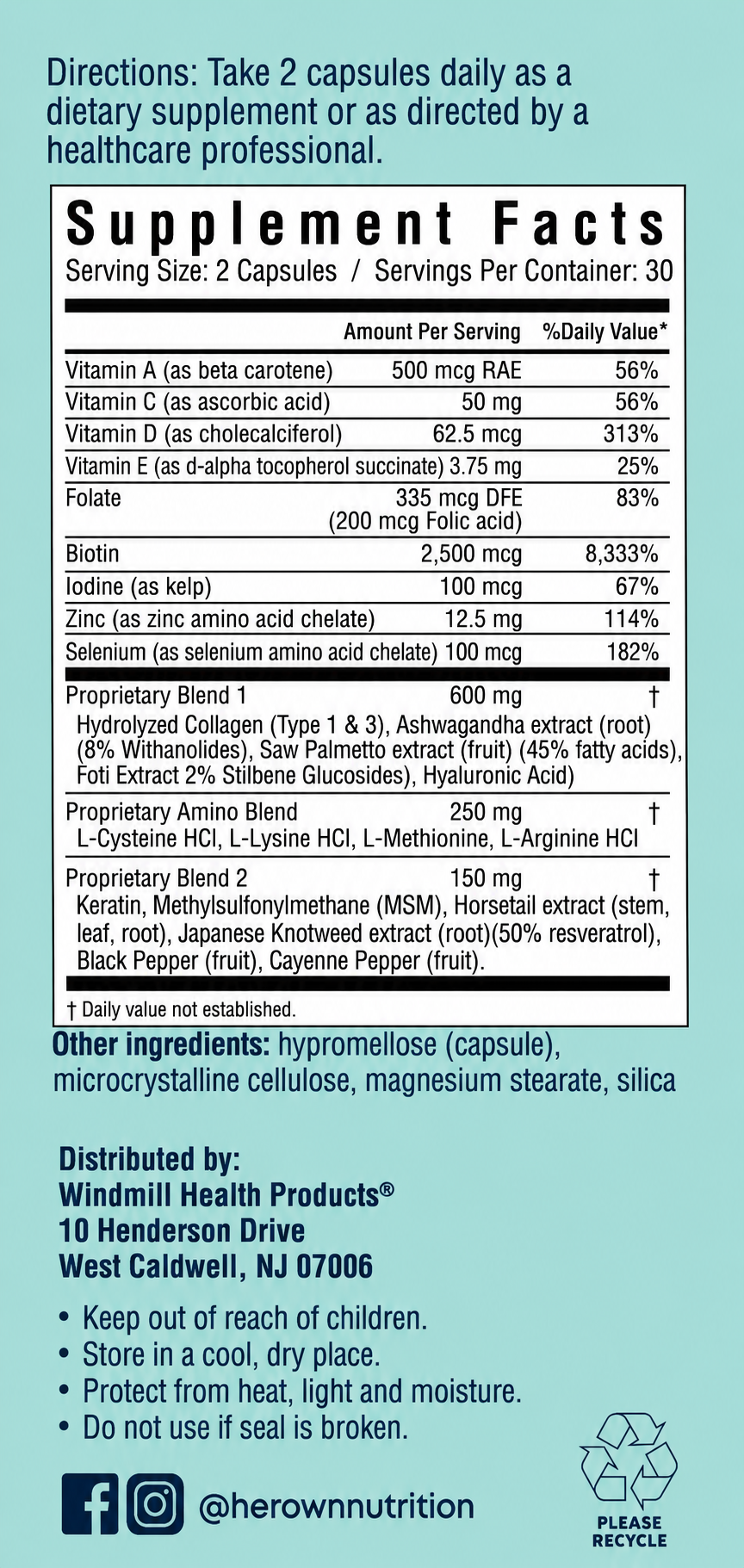 HerOwn Grow Total Hair Wellness Keratin Capsules 60ct — view 2