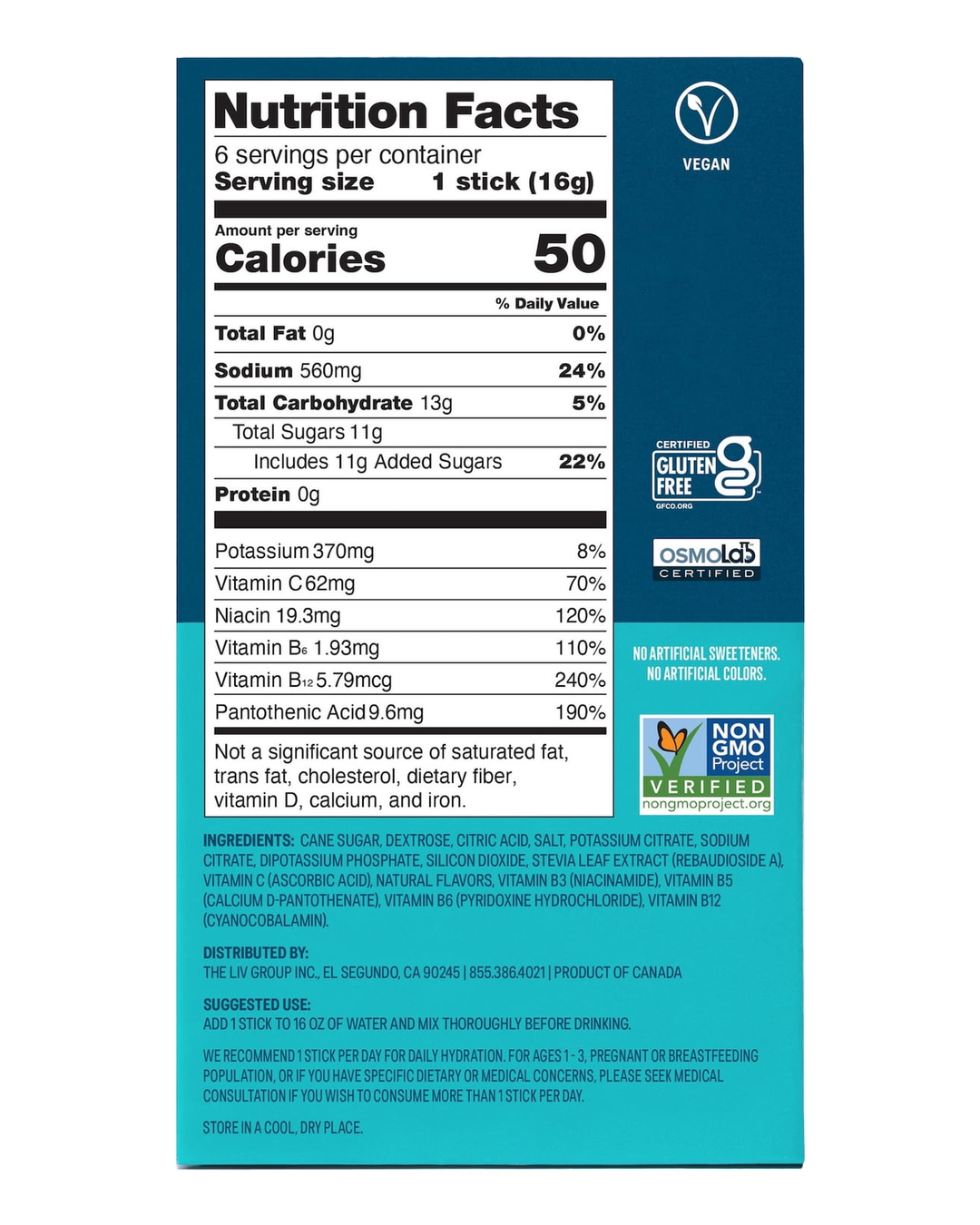 Liquid IV Hydration Multiplier Lemon Lime Electrolyte Drink Mix Sticks 6ct — view 3