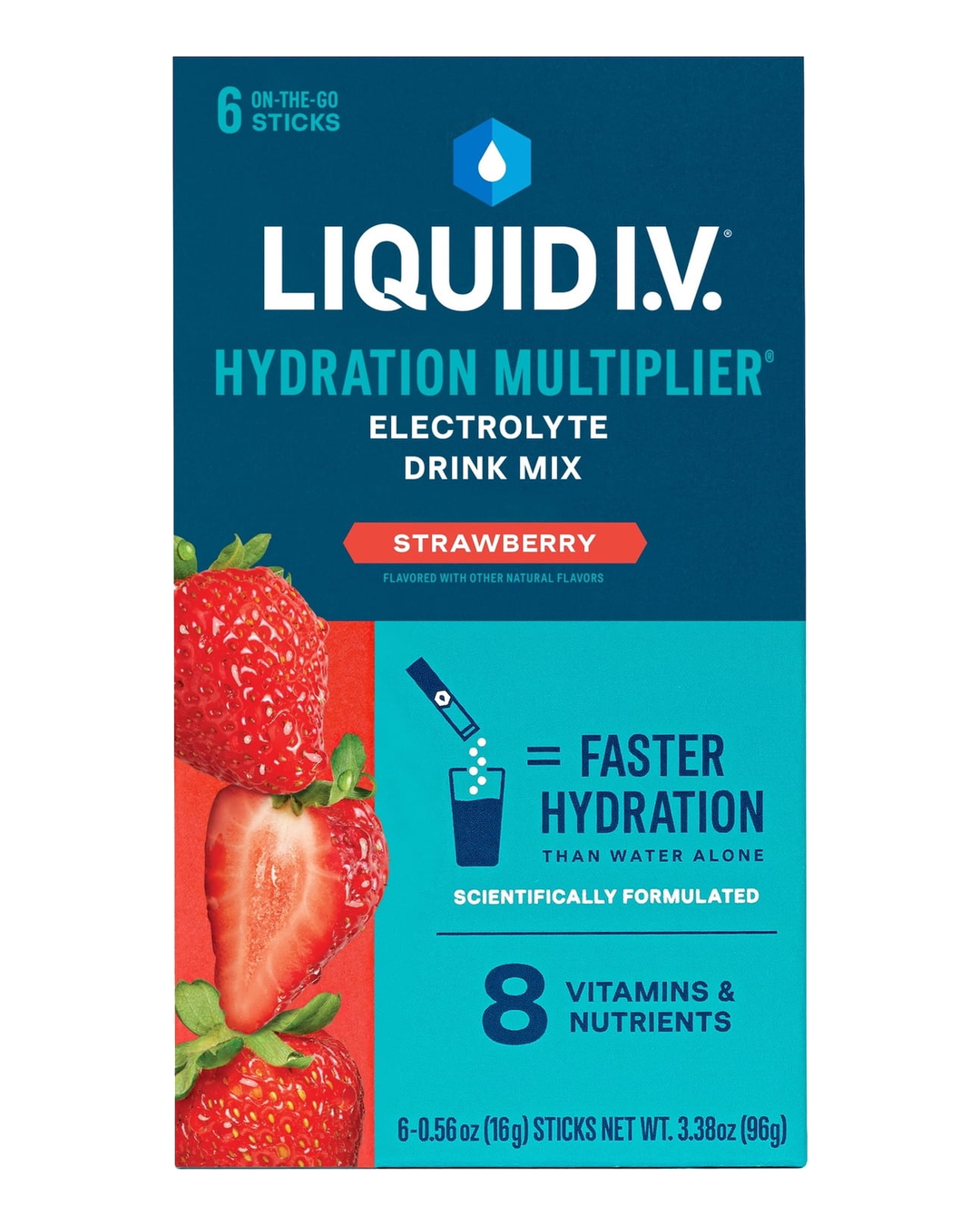 Liquid IV Hydration Multiplier Strawberry Electrolyte Drink Mix Sticks 6ct - Image 1 of 5