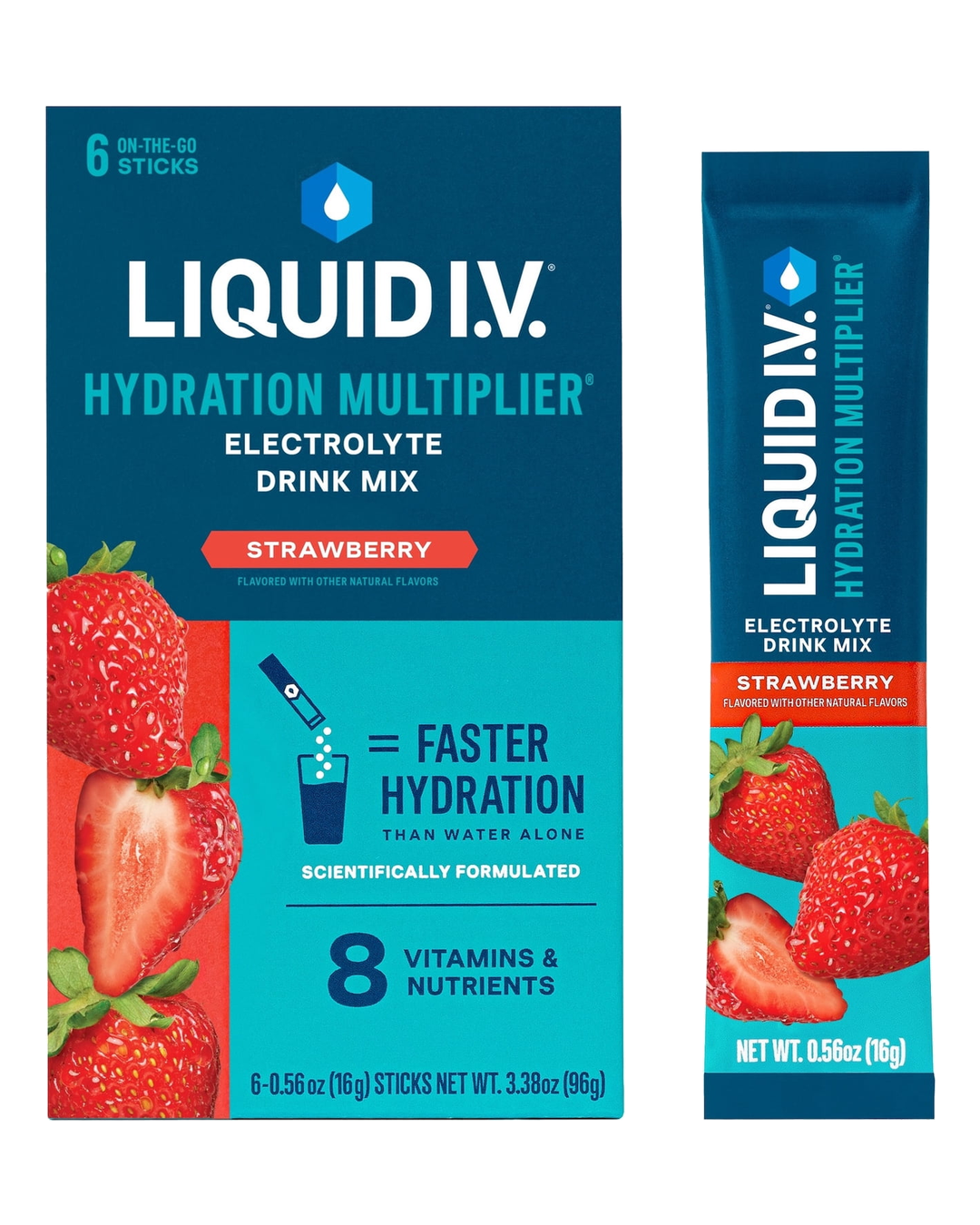 Liquid IV Hydration Multiplier Strawberry Electrolyte Drink Mix Sticks 6ct — view 2