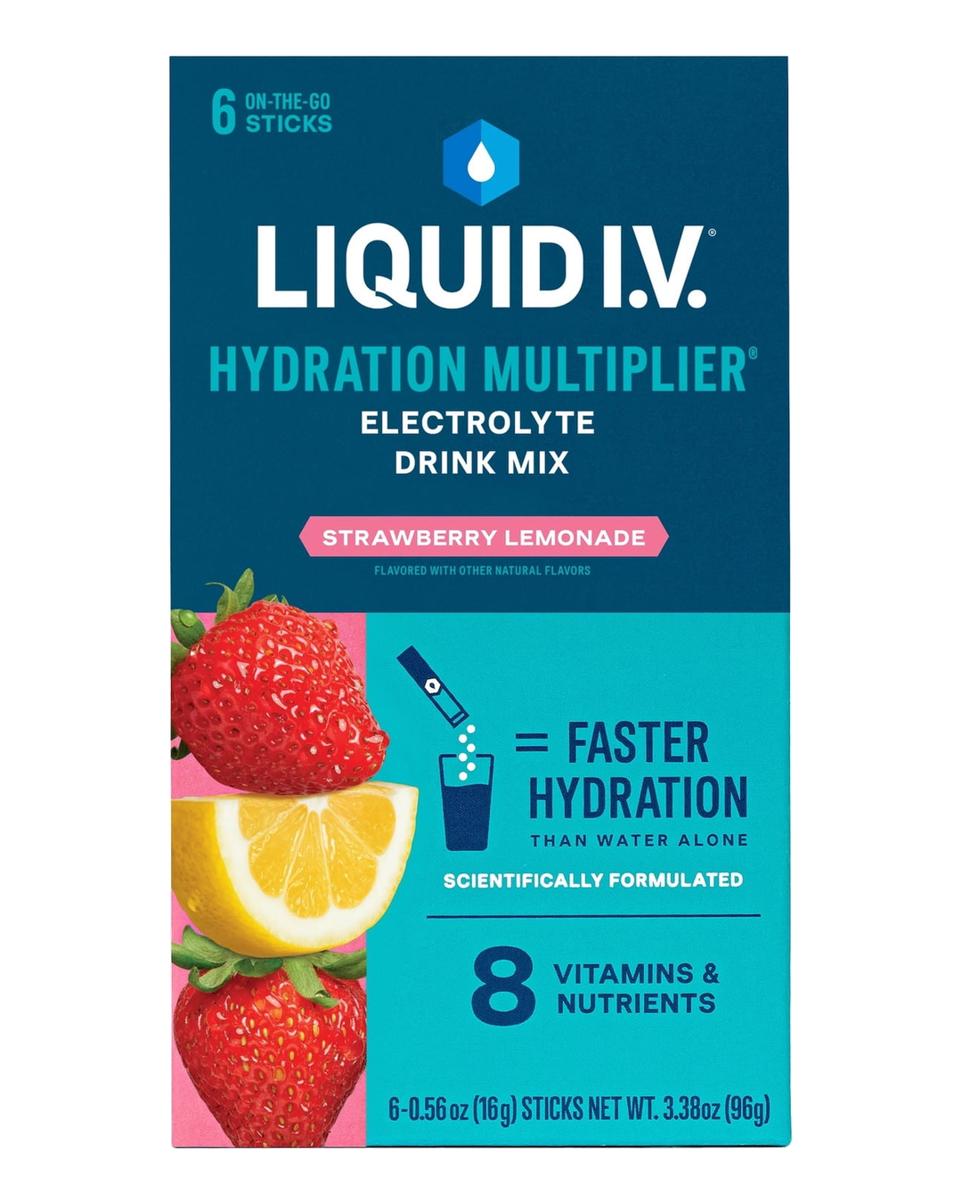 Liquid IV Hydration Multiplier Strawberry Lemonade Electrolyte Drink Mix Sticks 6ct