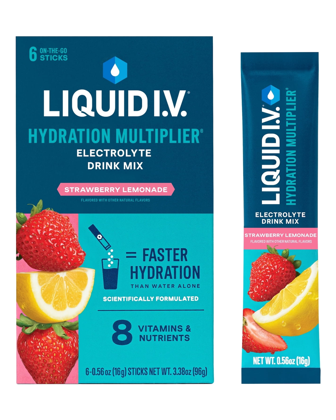 Liquid IV Hydration Multiplier Strawberry Lemonade Electrolyte Drink Mix Sticks 6ct — view 2