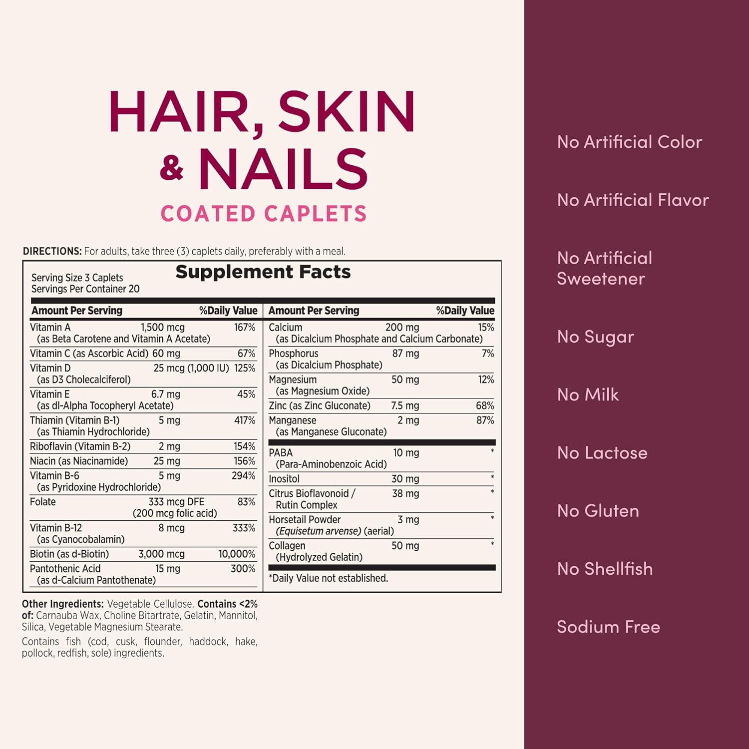 Nature's Bounty Hair, Skin & Nails Caplets 60ct — view 3