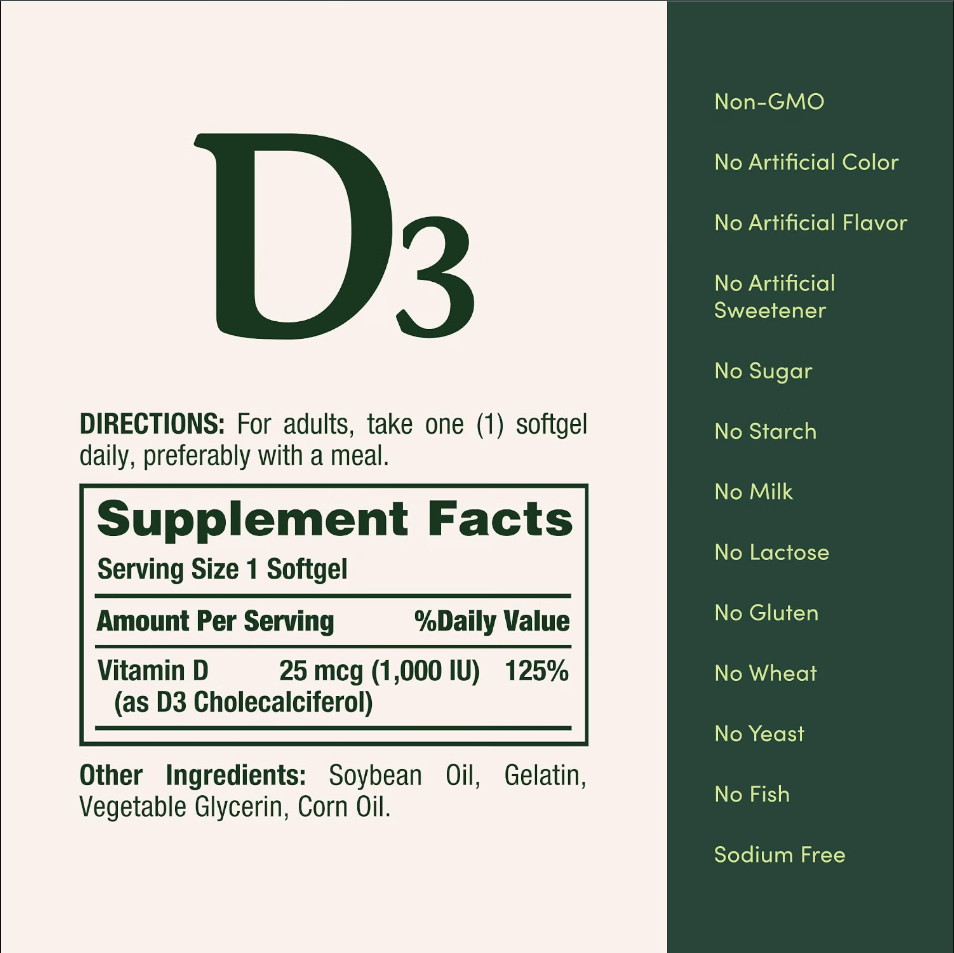 Nature's Bounty Vitamin D3 1000 IU Rapid Release Softgels 350ct — view 2