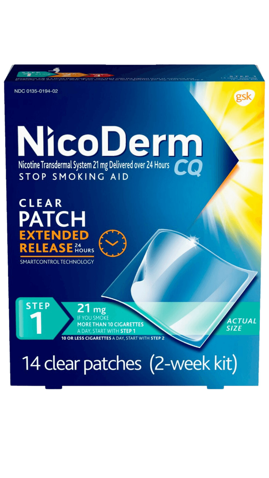 Nicoderm CQ Step 1 Nicotine 21mg Patches 14ct - Image 1 of 3