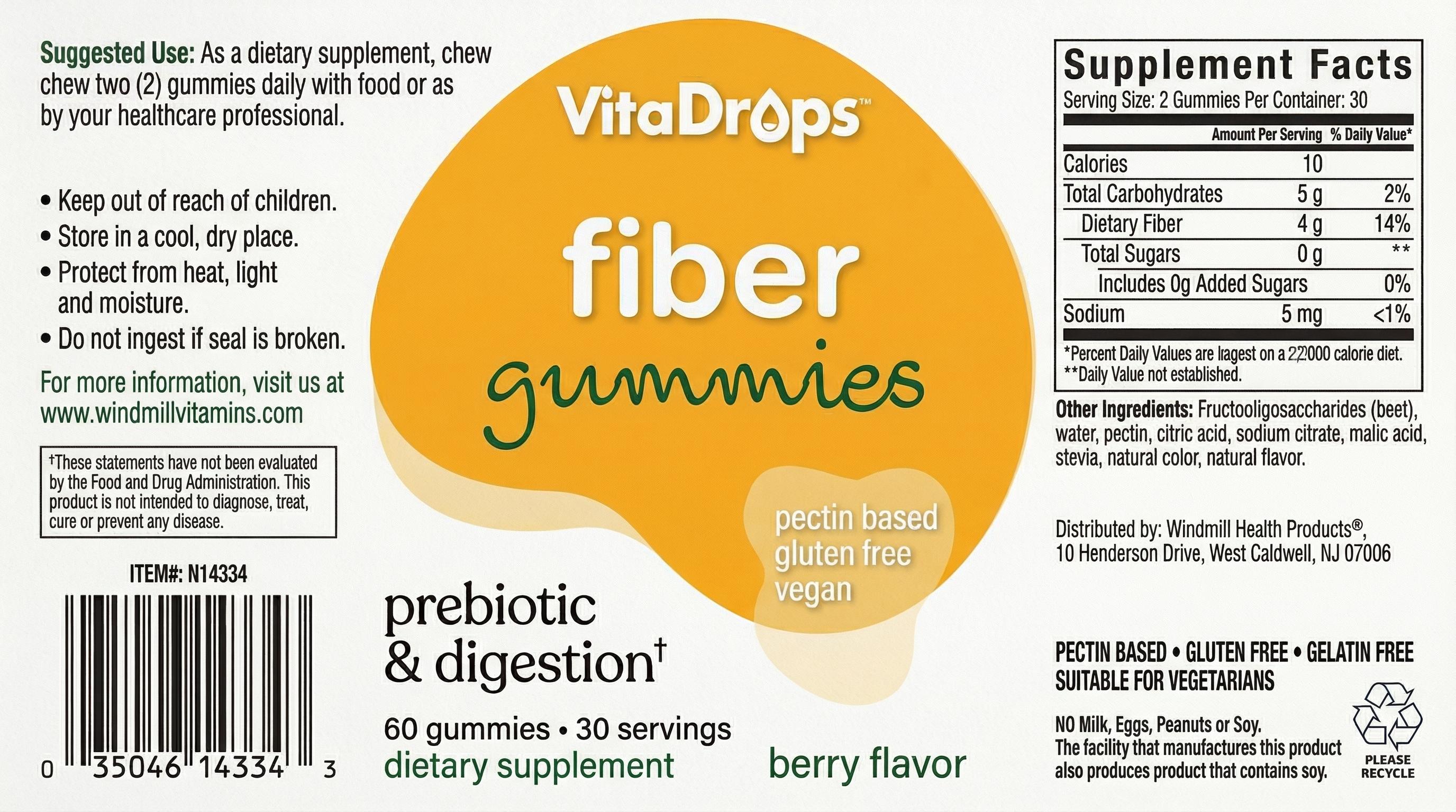 VitaDrops Fiber Care Berry Flavor Gummies 60ct — view 3