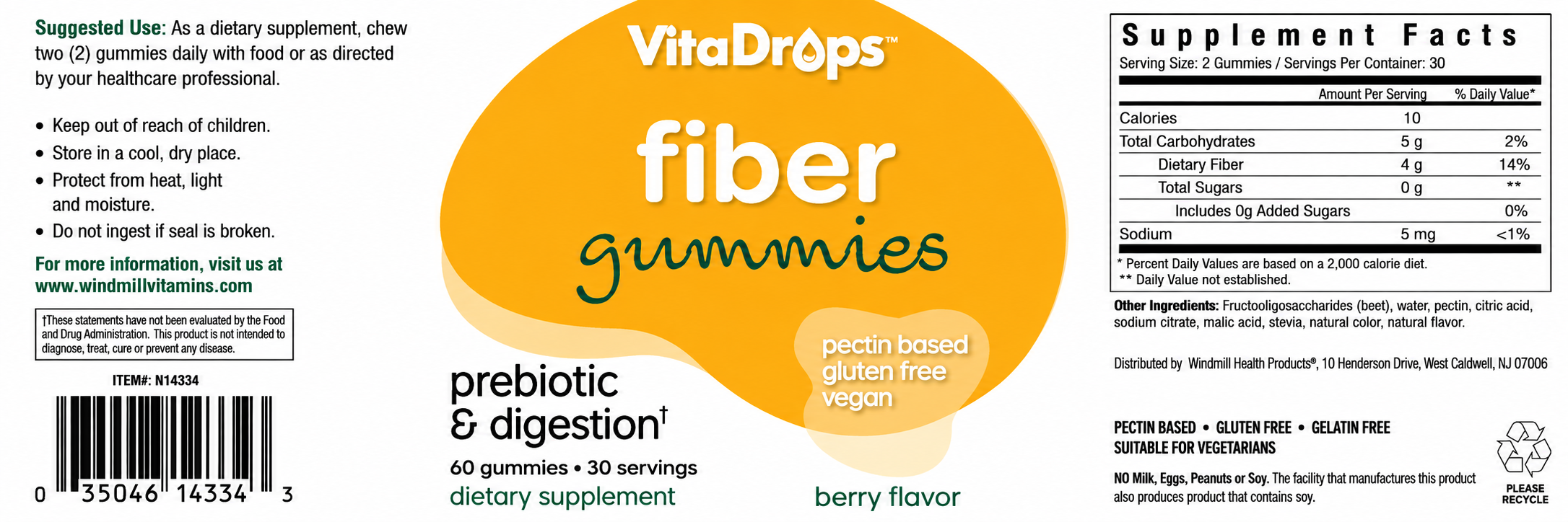 VitaDrops Fiber Gummies Berry Flavor Gummies 60ct — view 2