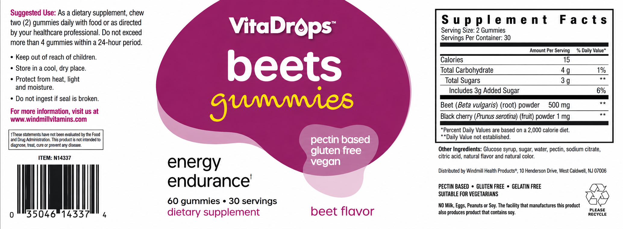 VitaDrops Beets Gummies Beet Flavor 60ct — view 2
