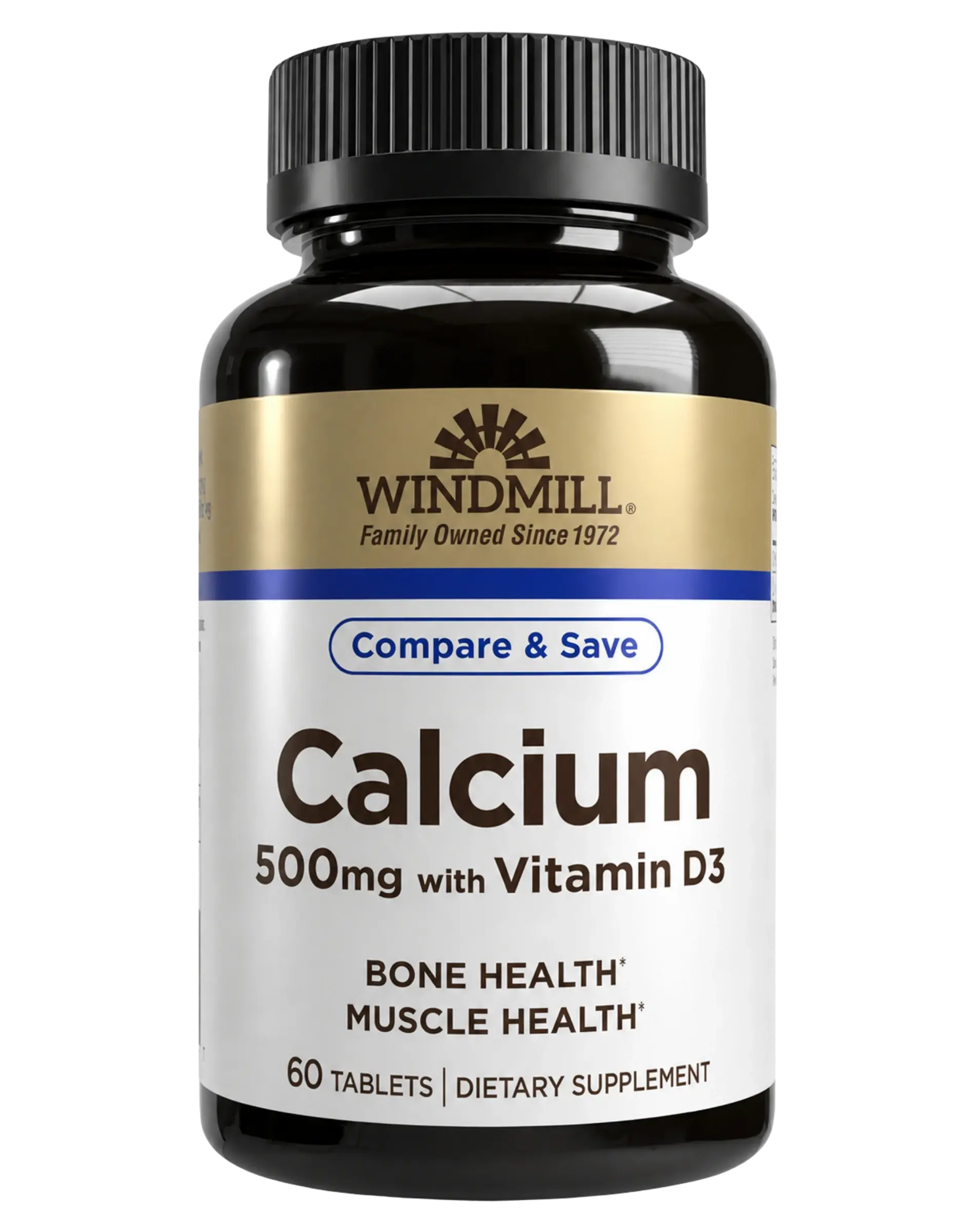 Windmill Calcium 500mg with Vitamin D3 Bone Health Tablets 60ct