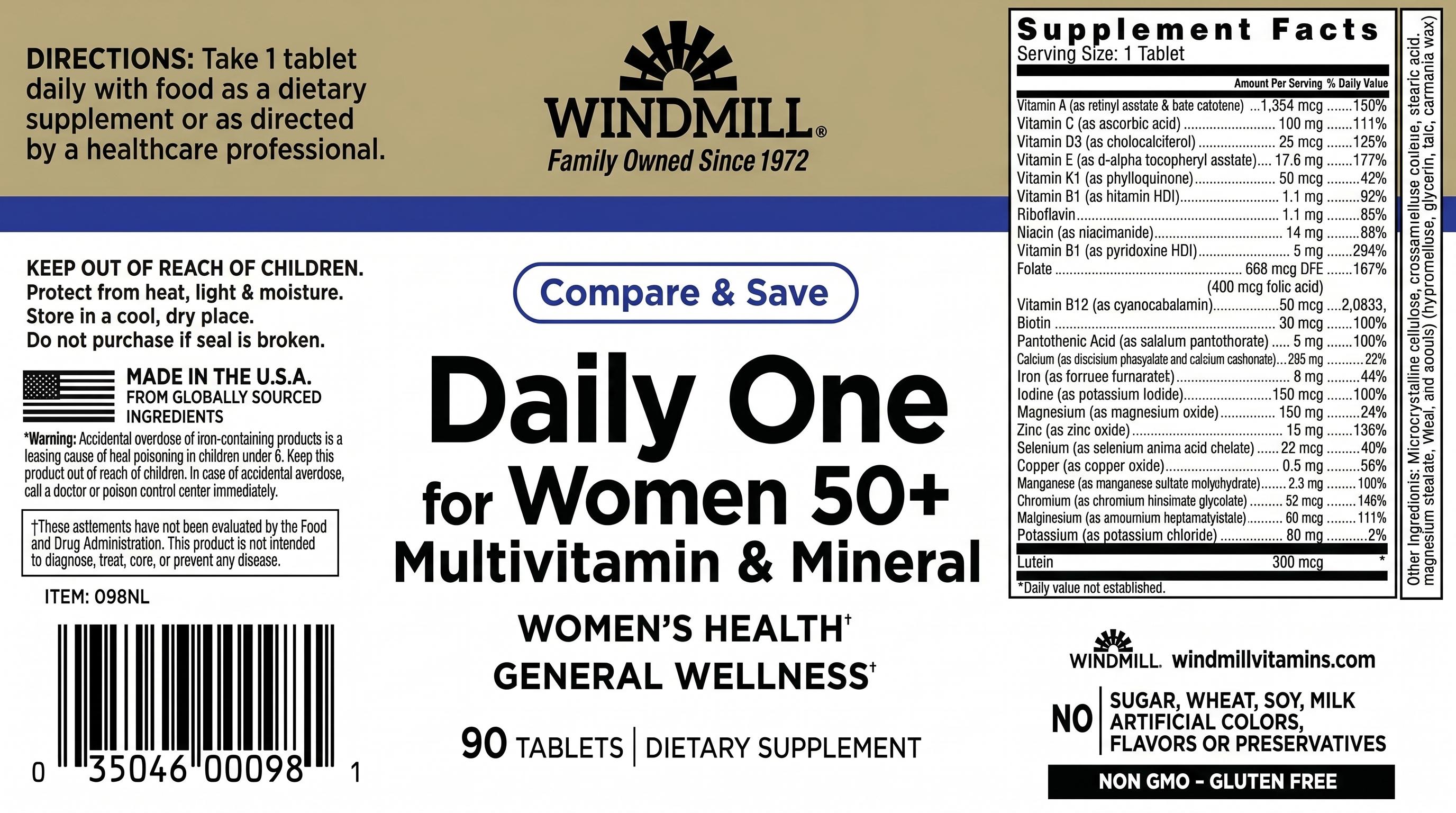 Windmill Daily One For Women 50+ Multivitamin Tablets 90ct — view 2