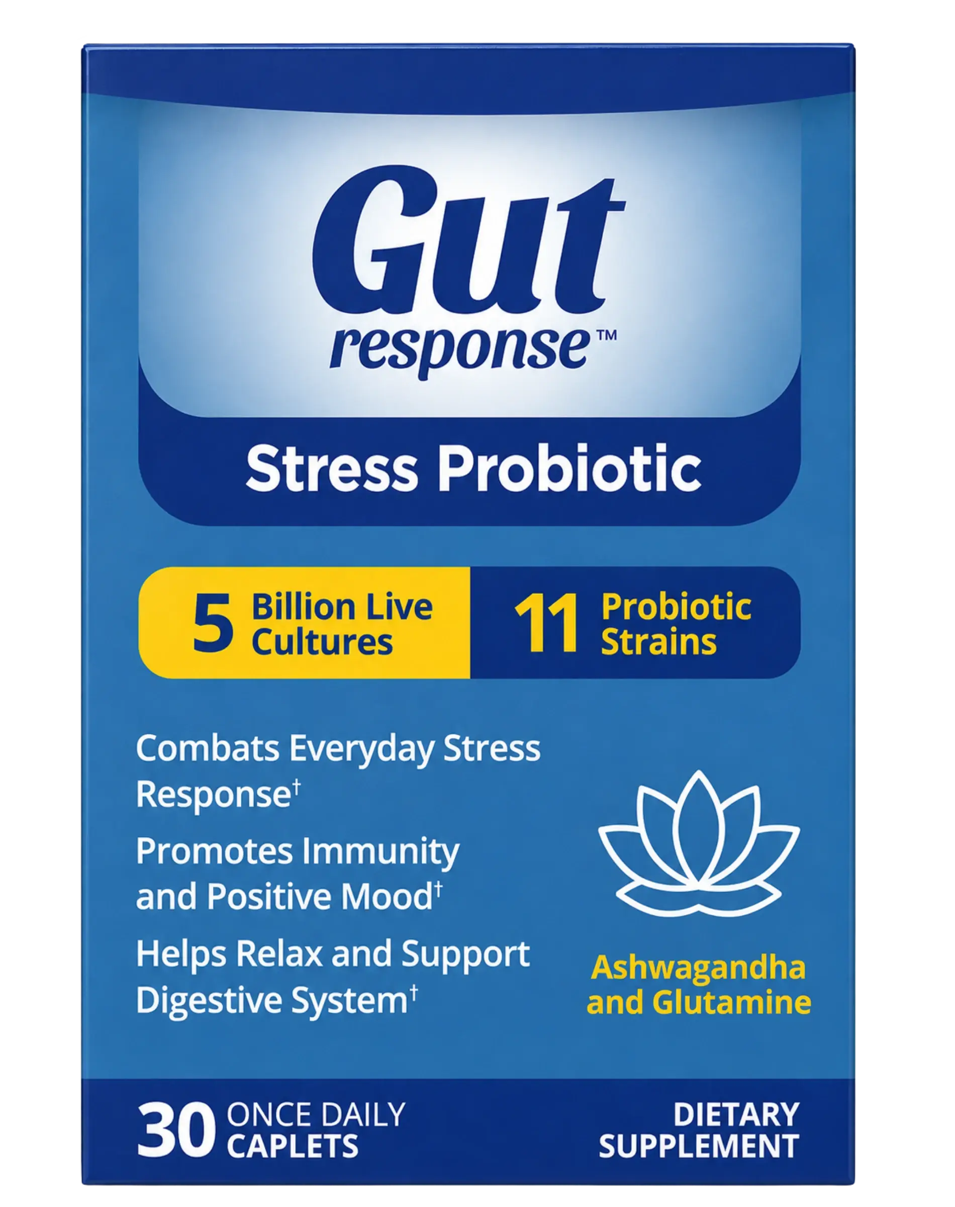 Gut Response Stress Probiotic Mood & Digestive Support Caplets 30ct
