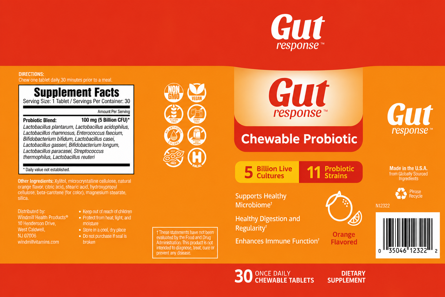 Gut Response Chewable Probiotic Tablets 30ct — view 2