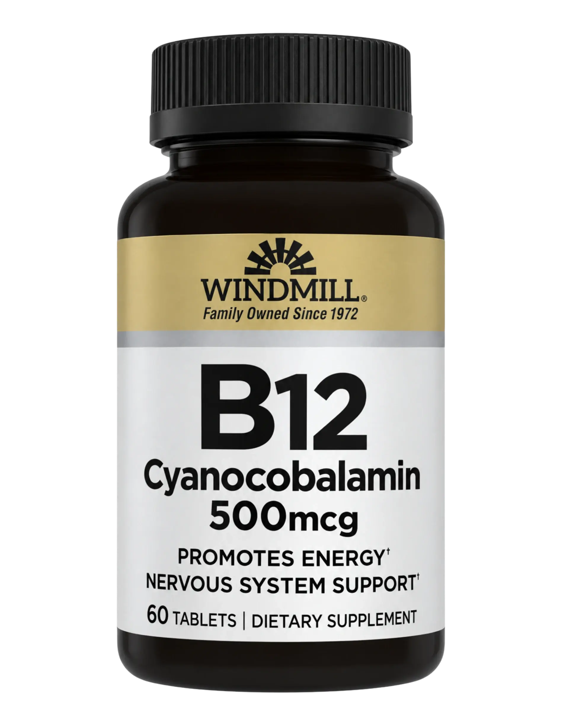 Windmill B12 Cyanocobalamin 500mcg Energy Support Tablets 60ct — view 1