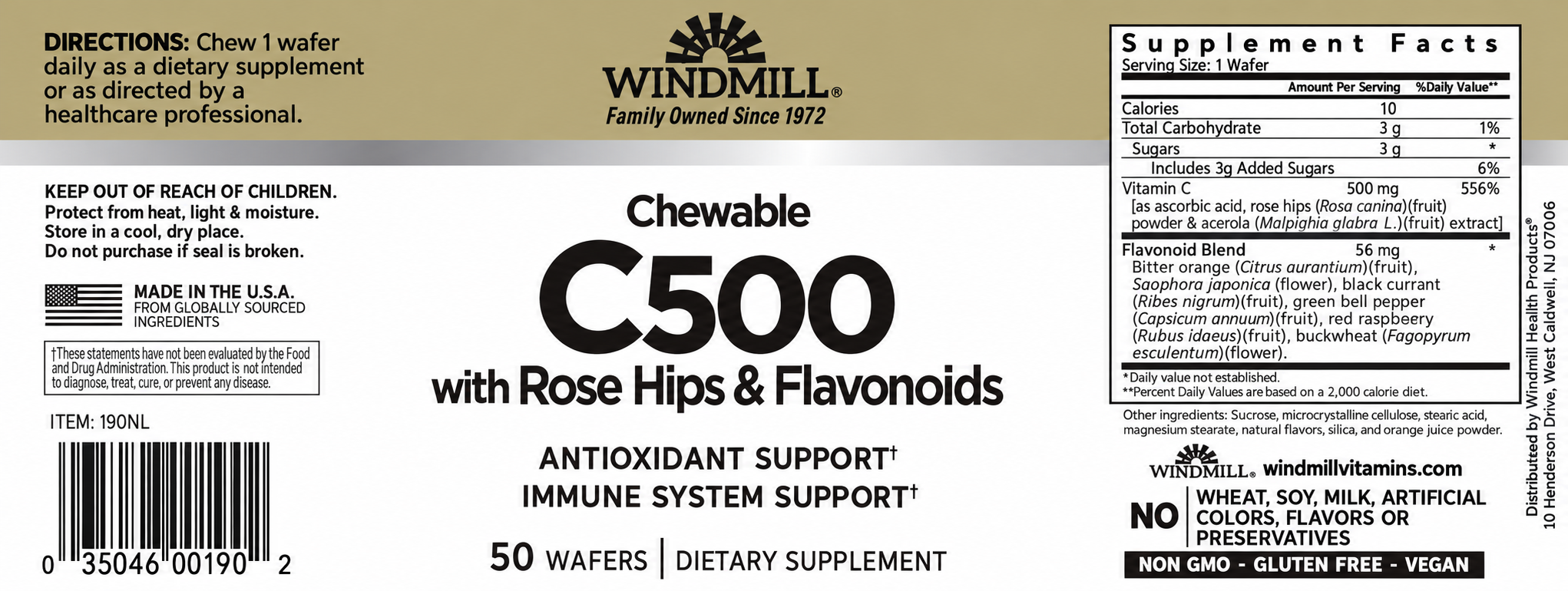 Windmill Chewable C500 with Rose Hips & Flavonoids Wafers 50ct — view 2