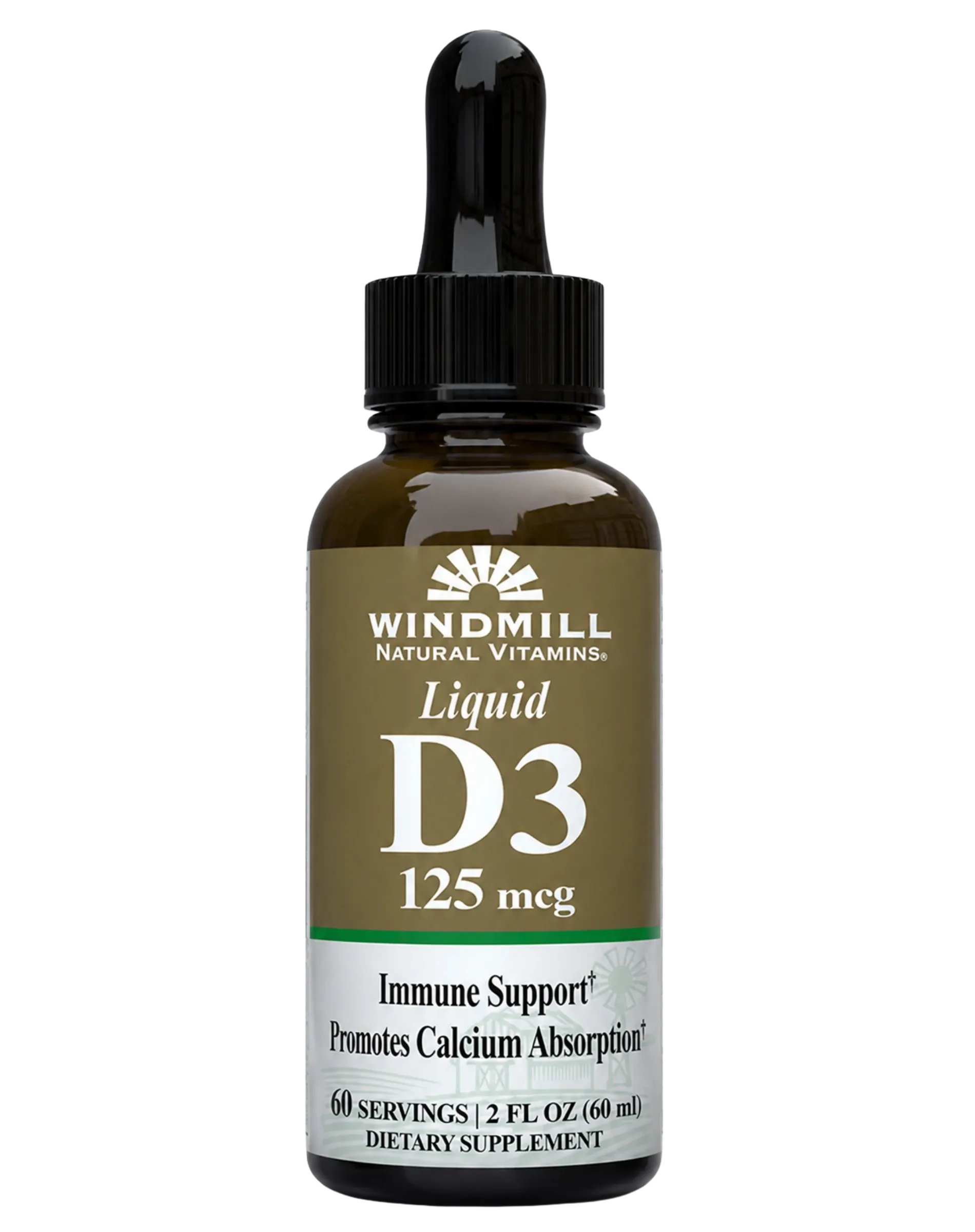 Windmill Natural Vitamins Liquid D3 125mcg Bone & Immune Support Liquid 2oz - Image 1 of 3