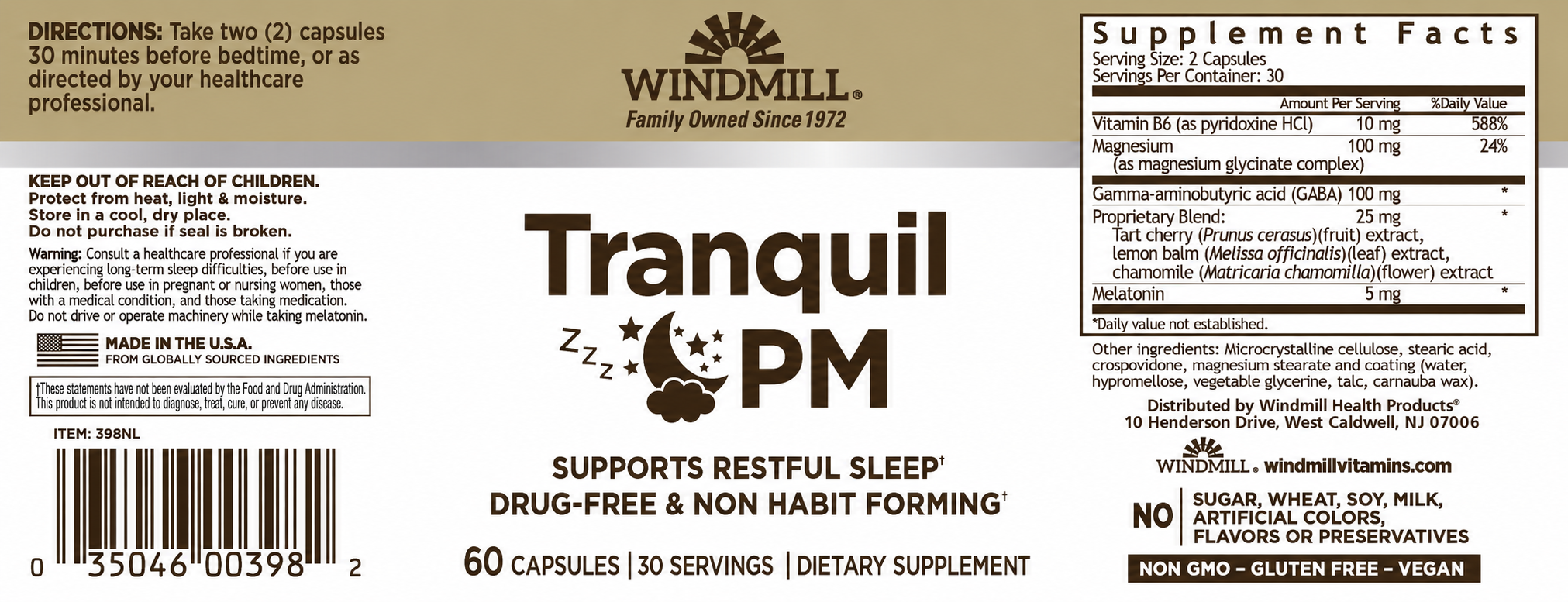 Windmill Tranquil PM Sleep Support Capsules 60ct — view 2