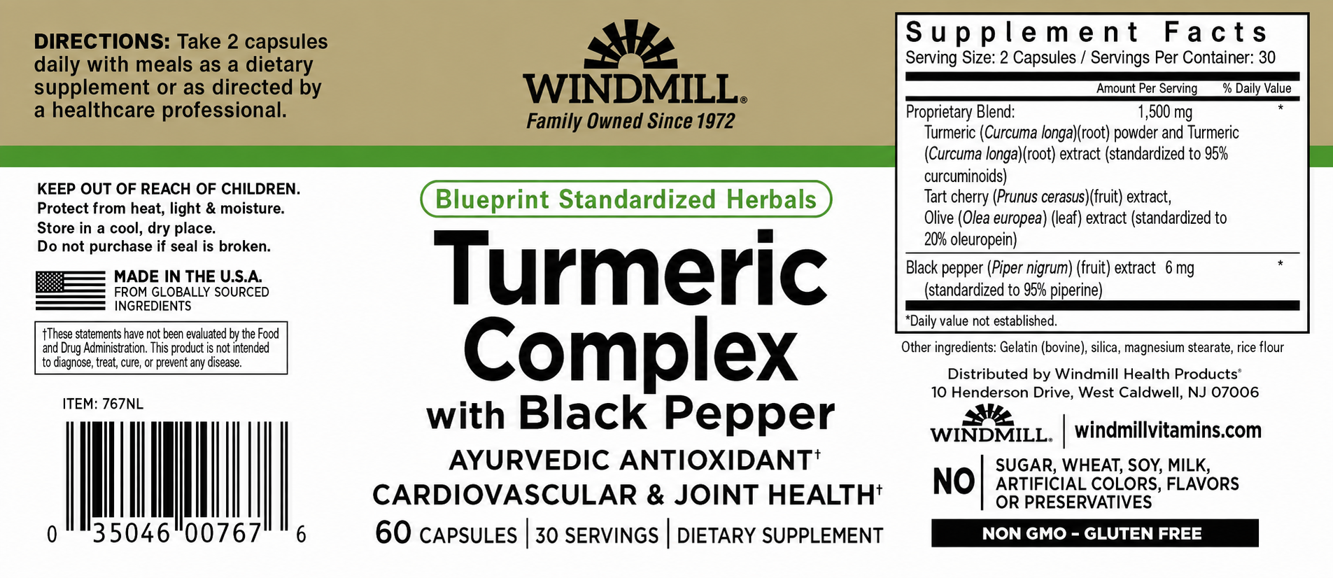 Windmill Turmeric Complex with Black Pepper Capsules 60ct — view 2