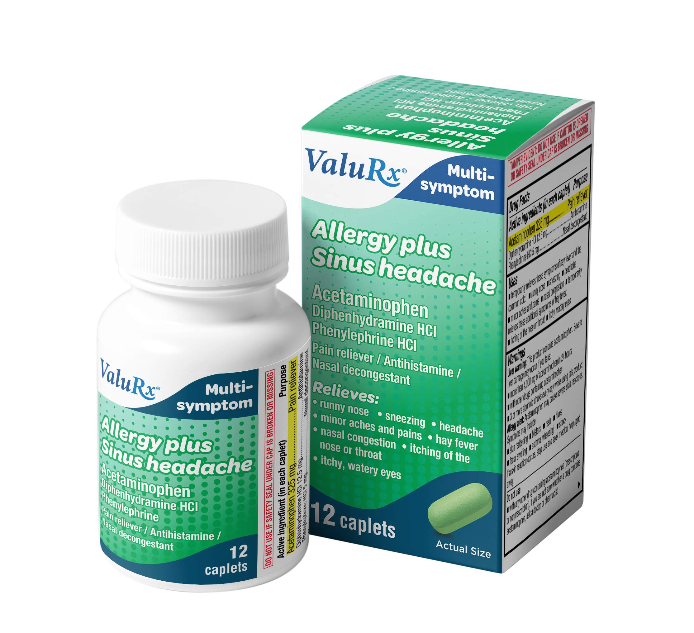 ValuRx Allergy Plus Sinus Headache Relief Caplets 12ct