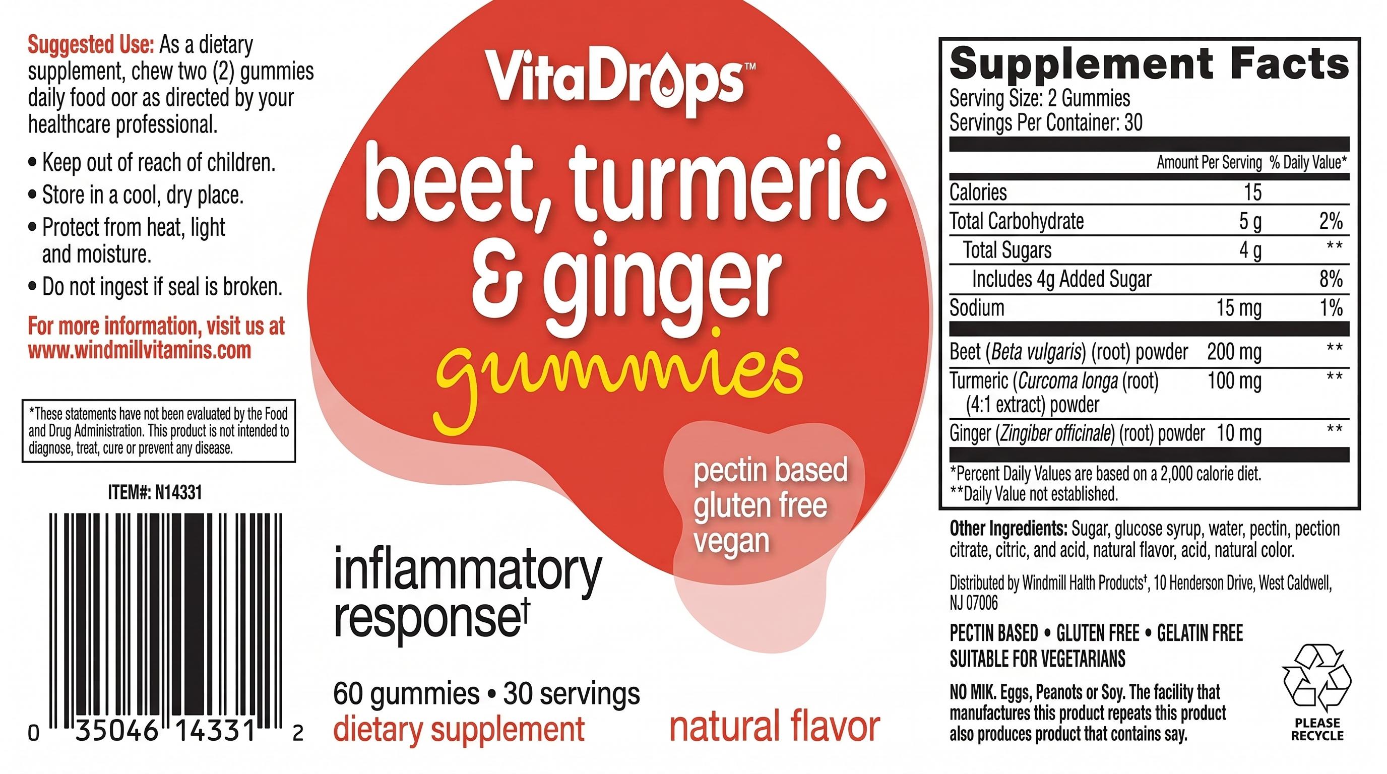 VitaDrops Beet, Turmeric & Ginger Gummies 60ct — view 3