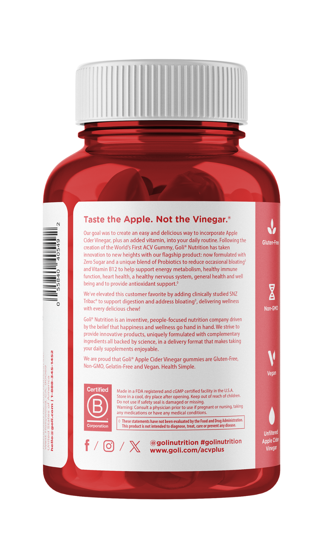 Goli Zero Sugar Apple Cider Vinegar+ Gummies 60ct — view 4