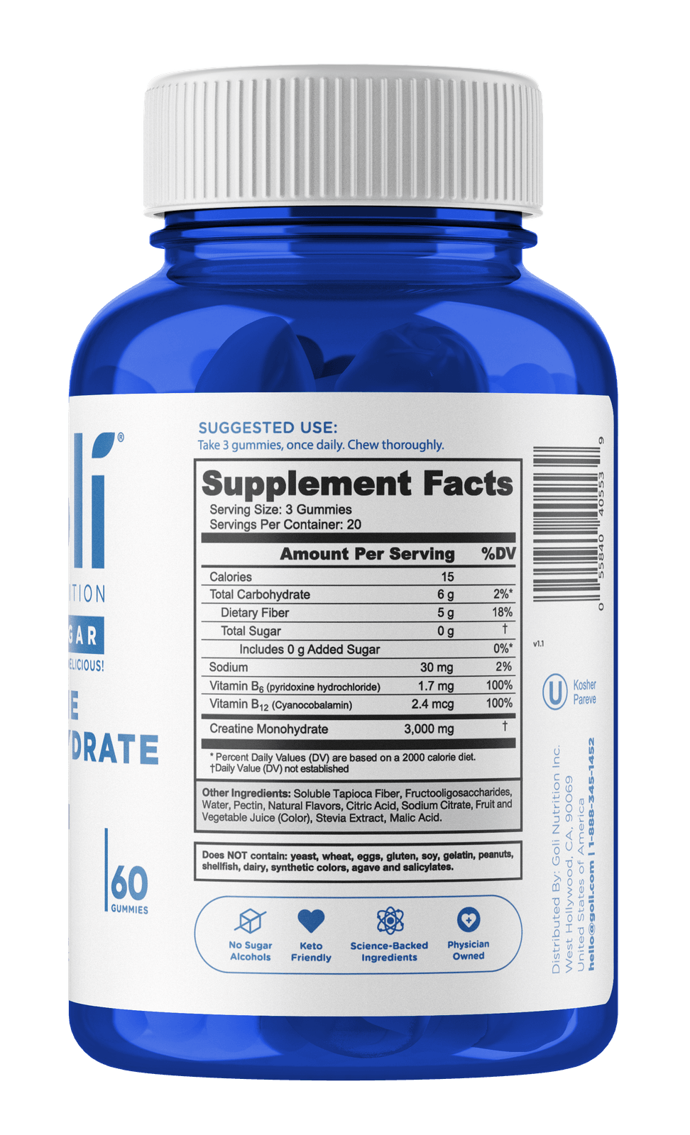 Goli Zero Sugar Creatine Monohydrate Gummies 60ct — view 3