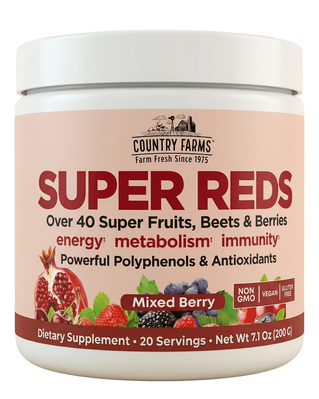 Country Farms Super Reds Mixed Berry Powder 7.1 oz