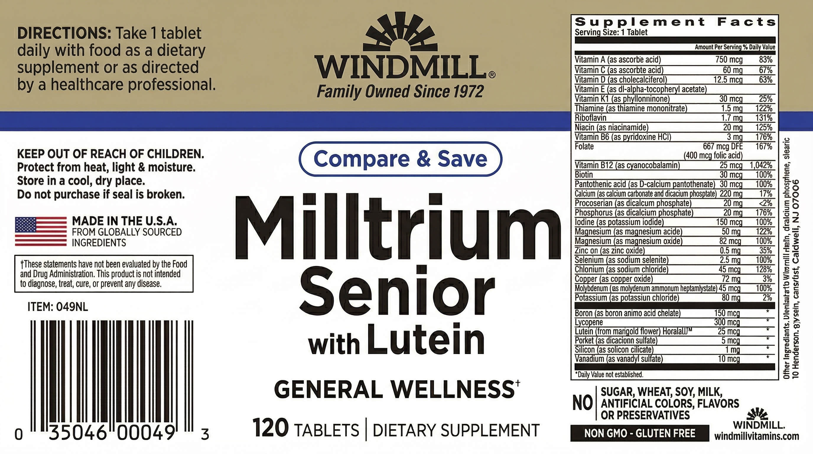 Milltrium Senior Multivitamin with Lutein — Eye & Daily Health Support - Image 2 of 2