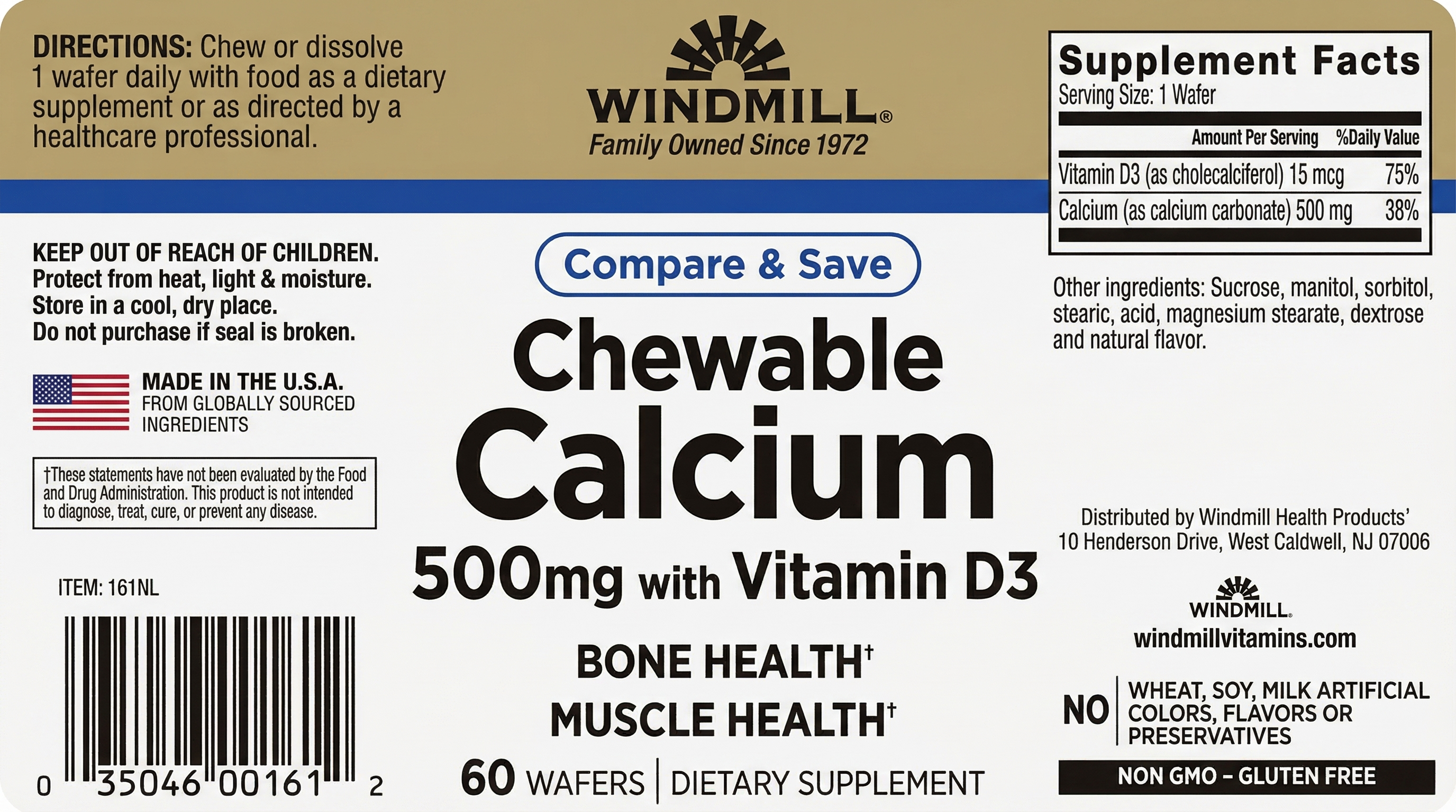 Chewable Calcium 500mg & Vitamin D3 Bone Support - Image 2 of 2