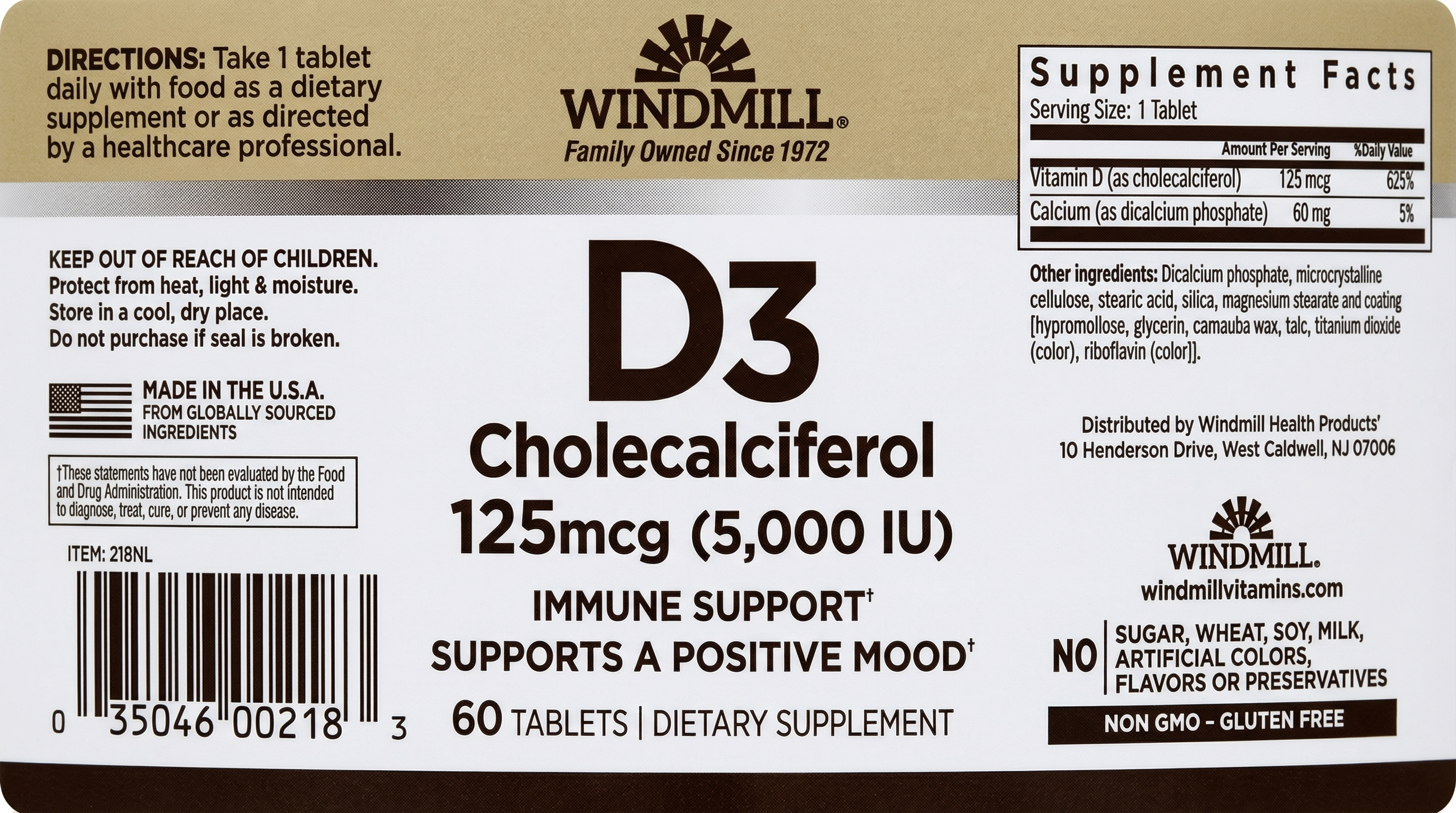 Vitamin D3 5000 IU Bone & Immune Support - Image 2 of 2