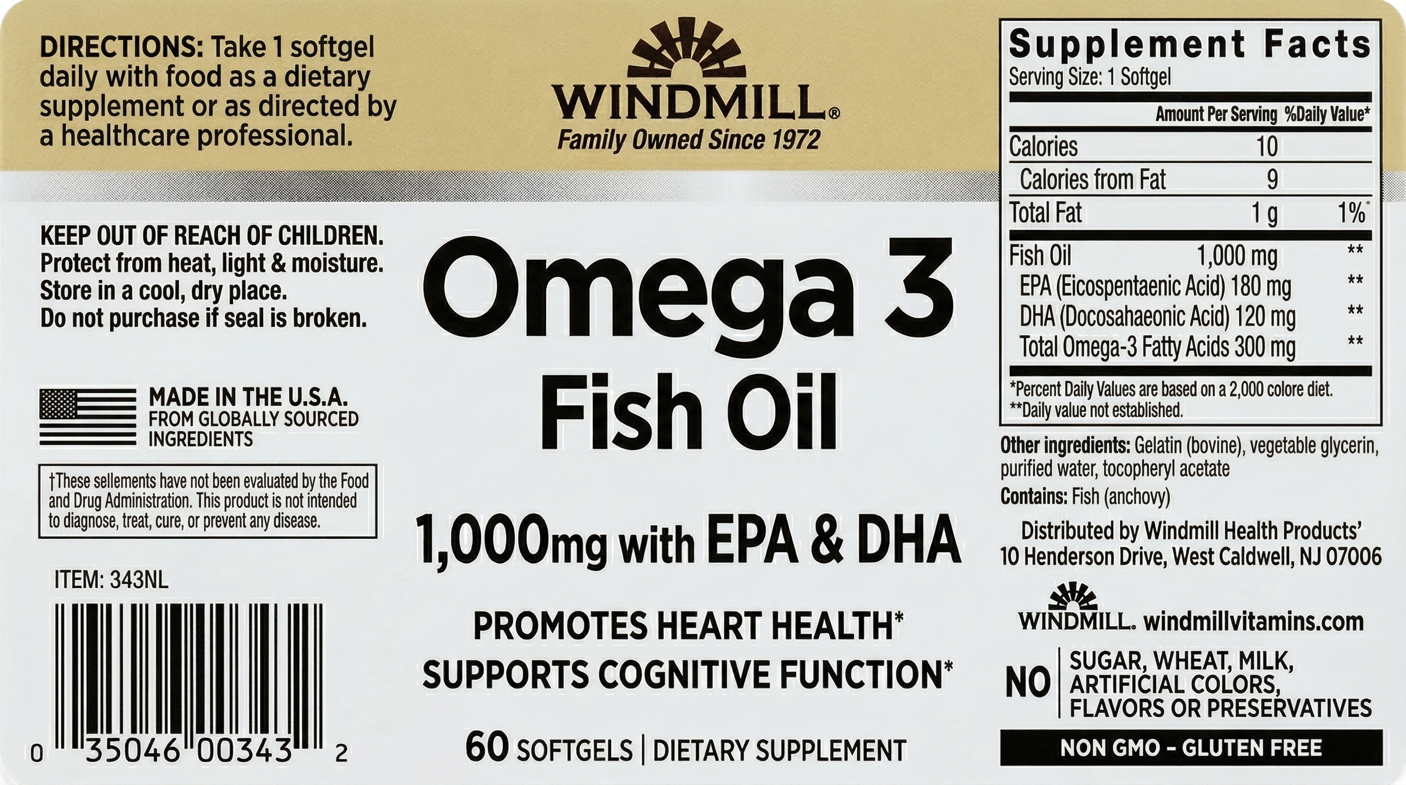 Omega-3 EPA Fish Oil 1000mg Heart Health (60 Softgels) - Image 2 of 2