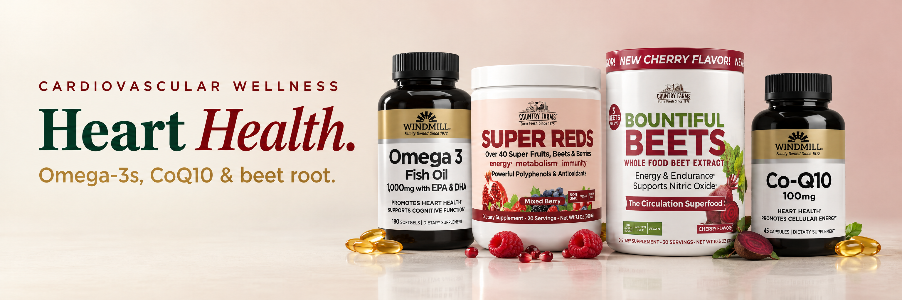 Omega-3s & CoQ10 — fish oil softgels and CoQ10 capsules