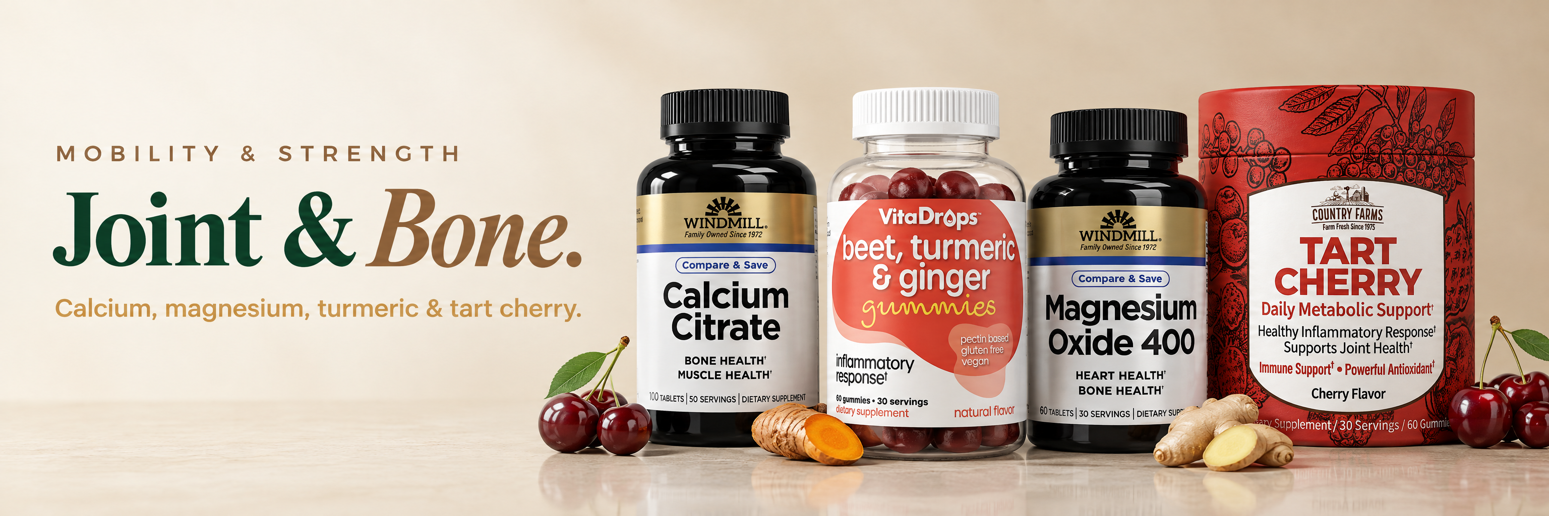 Joint & Bone — calcium, magnesium, turmeric and tart cherry