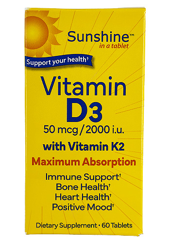 Vitamin D3 2000 IU with Vitamin K2 Bone Health - Image 1 of 2